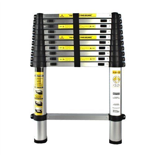 Aleko tl-10 portable 10.5&#039; aluminum telescoping extension ladder 11-steps for sale