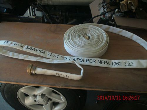 1 1/2 &#034; x 75&#039; long Single Jacketed Fire Hose...Never used....Manufactured 9/2010