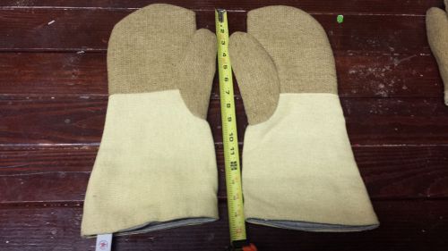 1 Pair of High Heat Mittens 15&#034; Kevlar Wool Lining Double Layer High 1200 F