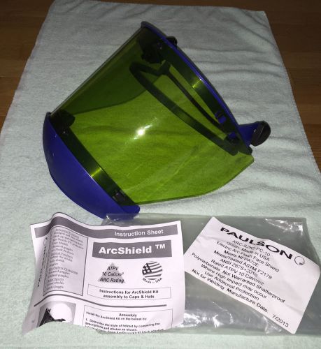 PAULSON Electric Arc Flash Face Shield NEW NIP Green Mask ARC-S2K2-PC-10