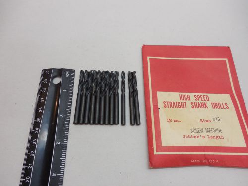 No. 15 Screw machine Drill Bits 135 degree Pack of 12 HSS  USA