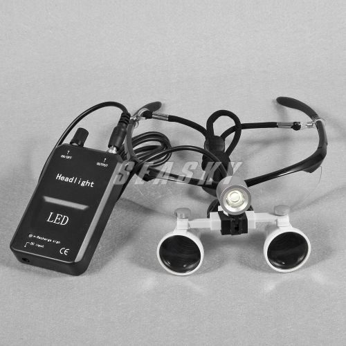 Dental surgical medical binocular loupes 3.5x 420mm &amp; led head light lamp for sale