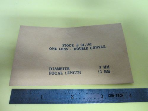 OPTICAL DOUBLE CONVEX LENS 5 mm DIAMETER  FL 13 mm LASER OPTICS BIN#D9