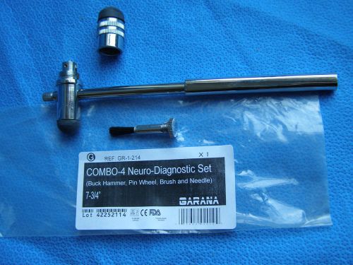 Combo-4 neuro diagnostic set (buck hammer, pin wheel, brush &amp; needle) 7-3/4&#034; for sale