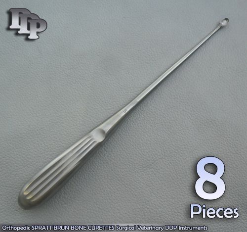 8 Pcs Orthopedic SPRATT BRUN BONE CURETTES 5/ 9&#034; Surgical DDP Instruments