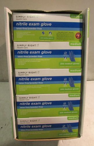 Lot of (10) Simply Right 58718 Nitrile Exam Glove Blue Medium 200PK