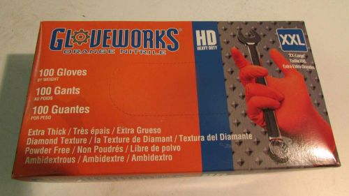 Lot of (10) gloveworks gwon49100 nitrile glove xxl orange 100pk for sale