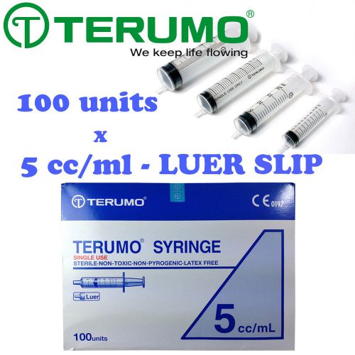 100 x 5ml cc terumo syringe luer slip hypodermic needle sterile latex free japan for sale