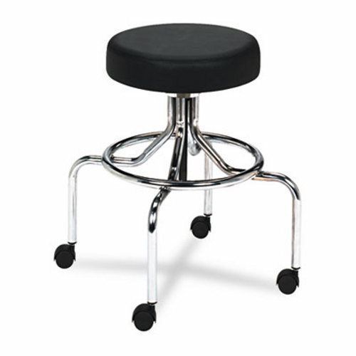 Safco Screw Lift Stool w/High Base, Height-Adjustable, Chrome/Blk (SAF3433BL)