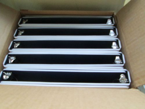 Box of 10 White 1&#034; 3 ring binders, Blue interior , Side holders