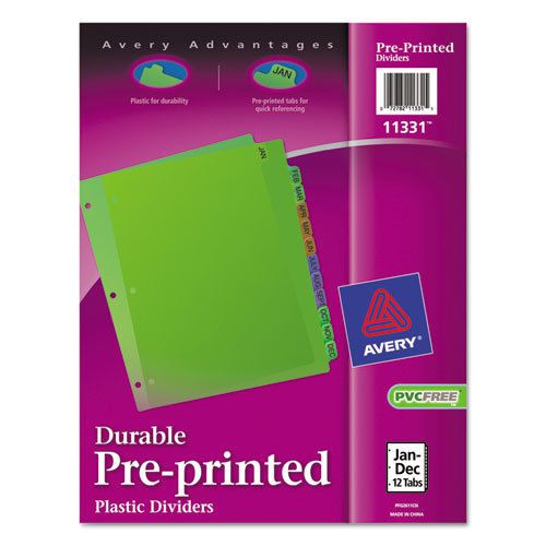 Preprinted Plastic Dividers, 11x8-1/2, Jan.-Dec., Assorted