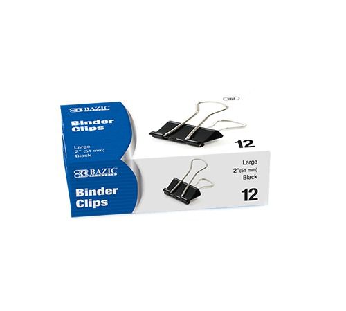 BAZIC Large 2&#034; (51mm) Black Binder Clip (12/Box), Case of 12