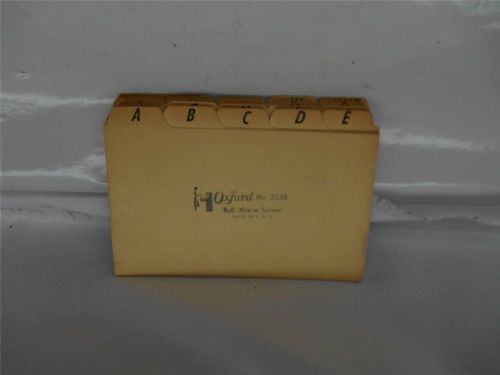 Old Vtg OXFORD No.2535 Buff ABC Index Card File Box Divider Cards COMPLETE