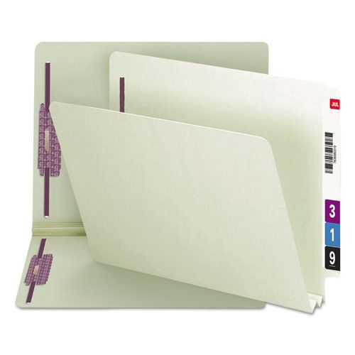 Two Inch Expansion Folder, Two Fasteners, End Tab, Letter, Gray Green, 25/Box