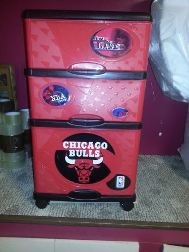 3 drawer chicago bulls sports cart on rollers storage rack for sale