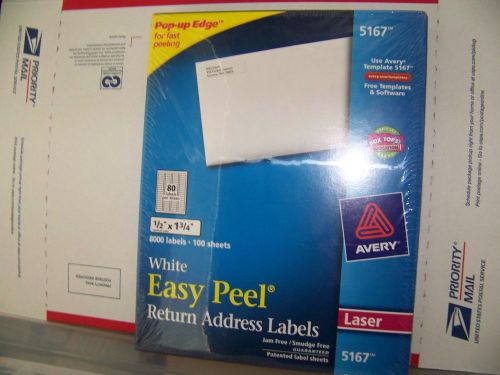 Avery 5167 white mailing laser labels - 1/2&#034; width x 1 3/4&#034;, new for sale