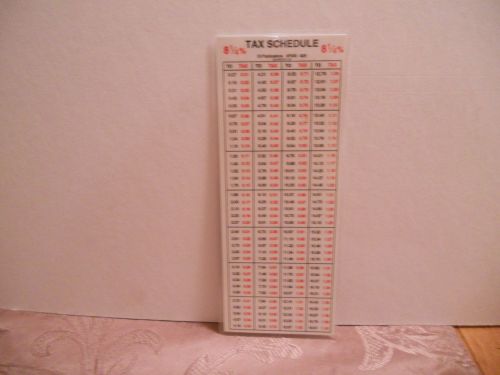 Sales Tax Schedule Laminated 8 1/4%   3 1/4&#034; x 8 1/4&#034;&#034; Two Sided One Schedule