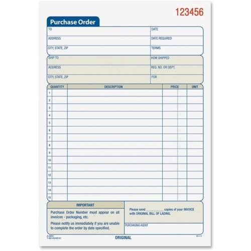 Adams Carbonless Purchase Order Statement - 2 Part -8.43&#034;x5.56&#034; - 1 Each