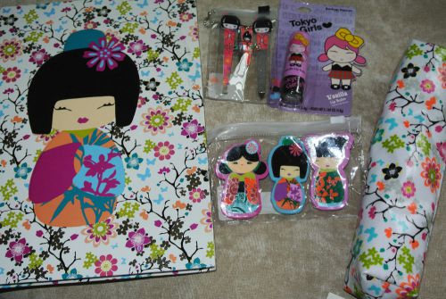 NEW TOKYO GIRLS GIFT SET NOTEBOOK + Erasers + Nail + Lip Balm  8&#034; x 10.5&#034;