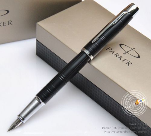 Parker i.m. pen im premium fountain pens black forest finish fine nib 2009 logo for sale