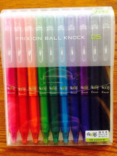 Pilot frixion ball knock 0.5mm erasable gel ink pens - 10 colors set for sale