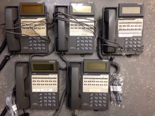 Lot of 5 IWATSU 12 Button Display IX-12KTD-2 Gray Telephones Handsets+Cords ADIX