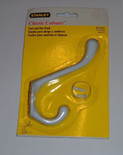 Stanley Hardware 81-9181 CD7068 Heavy Duty Coat and Hat Hooks, White Paint ~ NEW