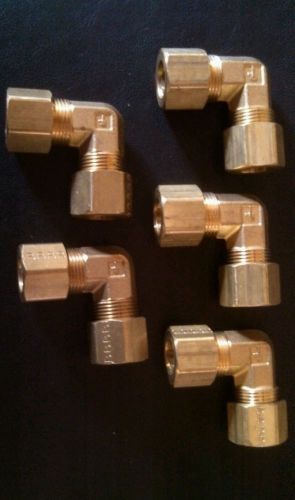 Lot of 5 parker 165c-8 brass compression elbows 1/2&#034; od tube x 1/2&#034; od tube for sale