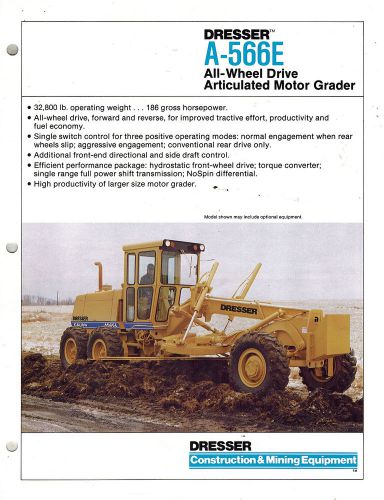 DRESSER VINTAGE A-566E AWD ARTICULATED  MOTOR GRADER  BROCHURE 1986