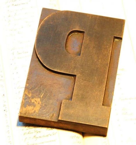 P - huge letterpress wood printing block vintage woodtype type print stamps typo