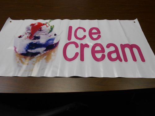 ICE CREAM BANNER SIGN  39&#034; x 19 1/2&#034; vinyl