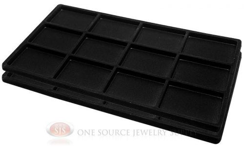 2 black insert tray liners w/ 12 compartments drawer organizer jewelry displays for sale