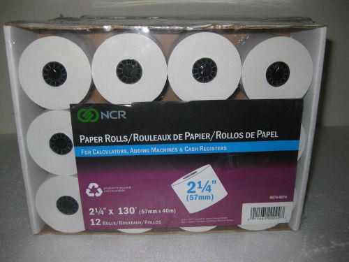 NCR Recycled Calculator &amp; Cash Register Paper Rolls - Lot of 12 ( 2 1/4&#034;x 130&#039; )