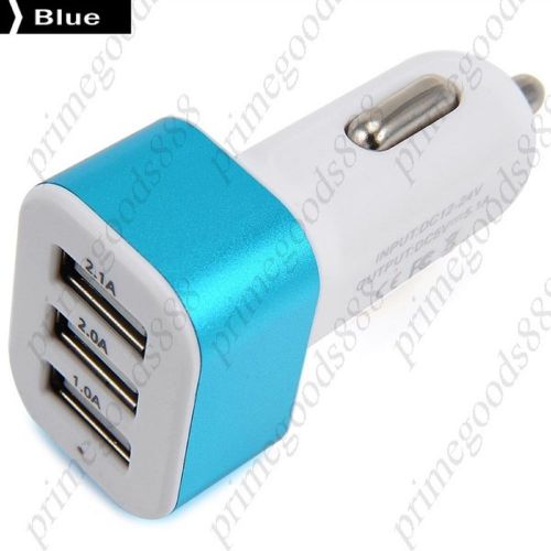 Mini 3 USB Output Car Charger Universal 5.1A  sale cheap low price prices Blue