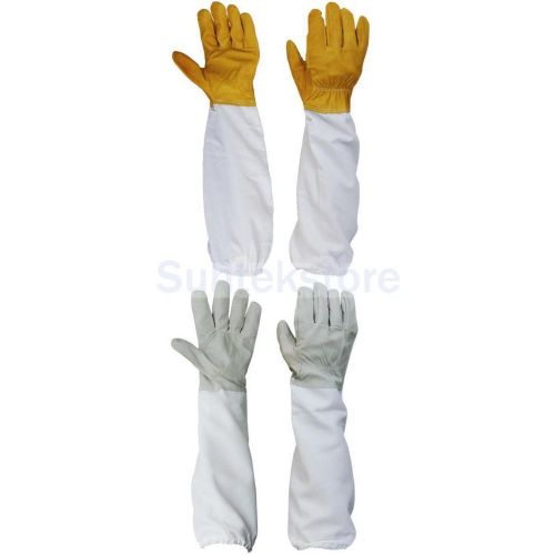 2 Pairs Bee Keeping Beekeeping Protective Sheepskin Vented Long Sleeves Gloves