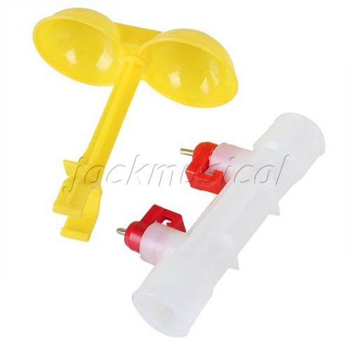 3Pcs Chicken Duck Ball Valve Water Feeder Dual Nipples Waterer Water-saving