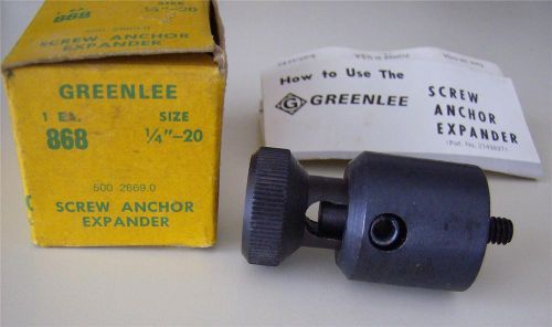 Greenlee 868 screw anchor expander  u.s.a. tool in box 1/4&#034; - 20 for sale