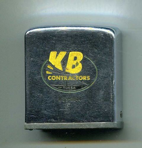 K&amp;B CONTRACTORS ~ TULSA, OKLAHOMA ~ ZIPPO NICKEL CASE ADVERTISING TAPE MEASURE