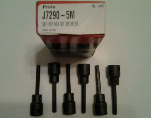 Proto J7290-5M  6pt Impact HEX BIT 3/8 DR(lot of 6) - NIB