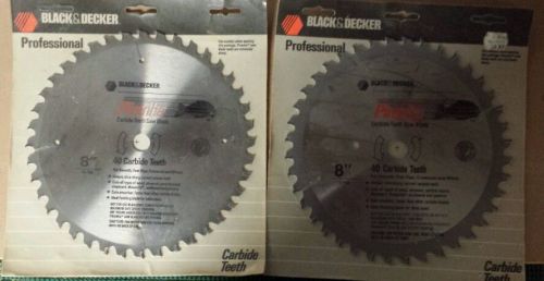 Lot of 2 Black &amp; Decker 8&#034; Piranha 40 Carbide Teeth. Circular saw blades