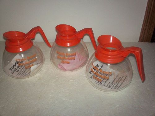 Set of 3 Orange Freshly Brewed Decaffeinated Coffee Pots New