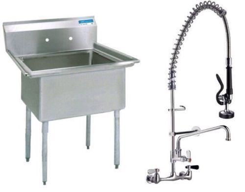 Stainless steel (1) one compartment sink 24 x 24 with pre-rinse faucet for sale
