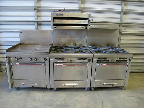 Lot of 3 commercial stove, griddle, salamander garland for sale