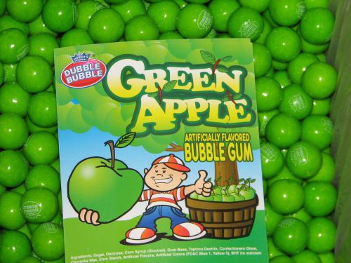 Dubble Bubble Green Apple 1 pound  bulk bag 1 inch gumballs Fresh