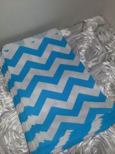 (10) 6&#034;x9&#034; TURQUOISE Chevron Merchandise Paper Bags, Party Favor Bag