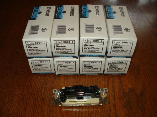 Lot of 8 Leviton Decora Single Pole Rocker Switch Ivory 5601-I BOXED NEW UNUSED