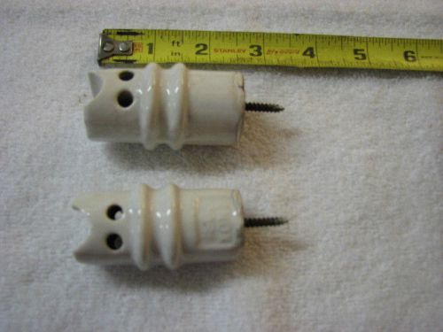 Lot of 2  Post Self Drilling Insulators White Porcelain Knox 7060 Electric Fance