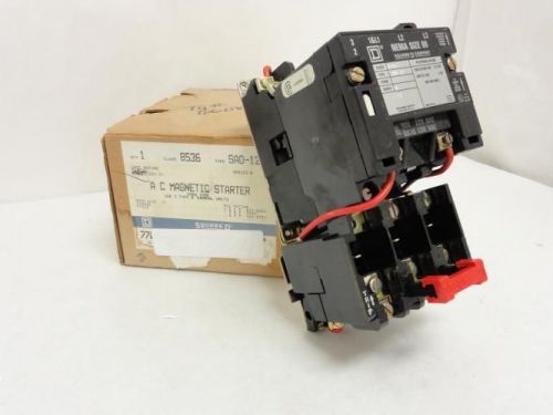 143360 New In Box, Square D 8536-SAO12 Starter, 9A, 3P, 600V Max, Coil: 120V