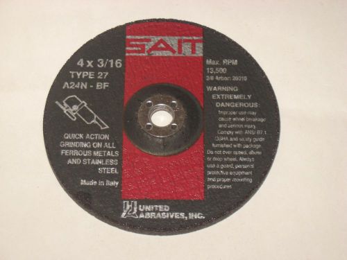 NEW IN BOX 25 SAIT TYPE 27 GRINDING WHEELS 4 X 3/16 X 3/8 INCH A24N METAL 20010