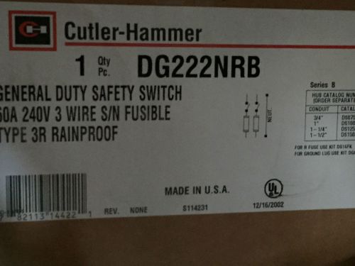 Eaton cutler-hammer general duty safety switch dg222nrb 60a 240 vac/v new in box for sale